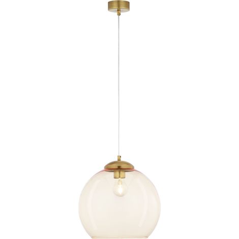 Lampada a sospensione ottone vetro ambra 1xE27 ASTI Jupiter