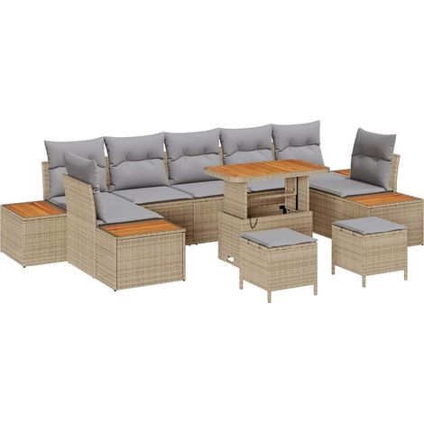 Maison Exclusive - Gartensofa-set mit Kissen mit Speicher 10 pcs