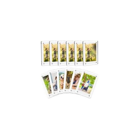 Lot de 12 cadres photo magnétiques en acrylique pour réfrigérateur Cadres magnétiques pour photos Transparent 6 x 9 cm (1/5)