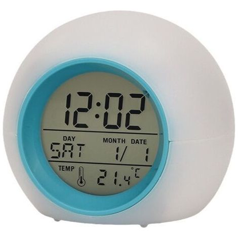 royaluxe-Couleurs Changement réveil pour Enfants Multifonctionnel réveil lumière Affichage numérique thermomètre minuterie avec Fonction Snooze Chambre Table Bureau décor,8.58.58CM (1/3)