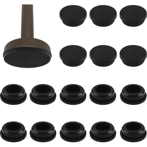 Lot de 16 embouts pour pieds de meubles de jardin en fer forgé - Patins anti-rayures en silicone pour chaises d'extérieur - Protège-sol pour meubles de jardin (32 mm, Noir) (1/5)