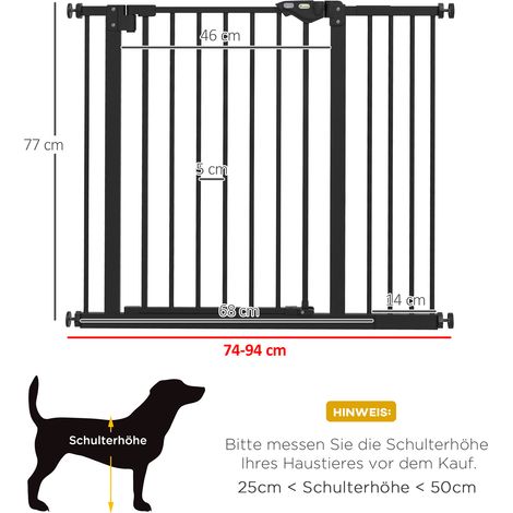 Türschutzgitter für Hunde, Absperrgitter, Schutzgitter für Haustiere, Metall, Kunststoff, ,74-80/87-94 cm, Schwarz (1/5)