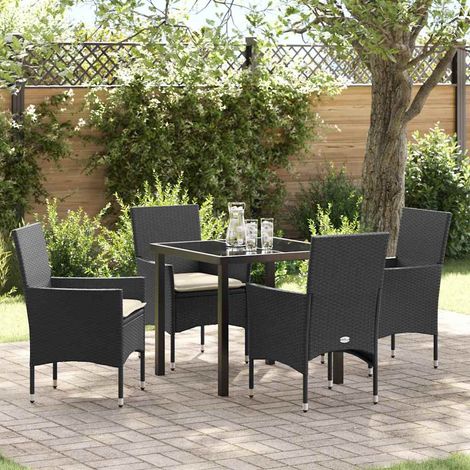 Ensemble de salle à manger pour jardin 5 pcs-Salon de jardin Noir polyrotin 731089 (1/5)
