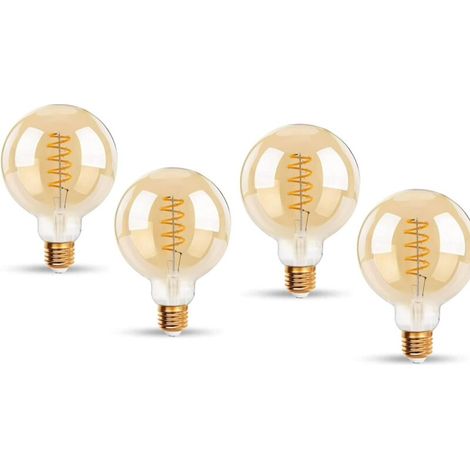 Ampoules Led 6w Edison Vintage g80, Blanc Chaud 2200k e27 Equivalent à Ampoule Incandescente 48w Ampoule Rétro à Filament Rétro Antique Lampe Décorative Non-Dimmable Lot De 4 (1/5)