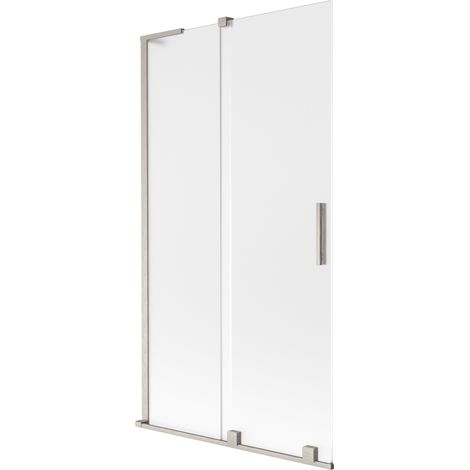 Mexen Velar L paroi de baignoire coulissante 2 panneaux 100 x 150 cm, givré, nickel brossé - 896-100-003-31-97 (1/2)