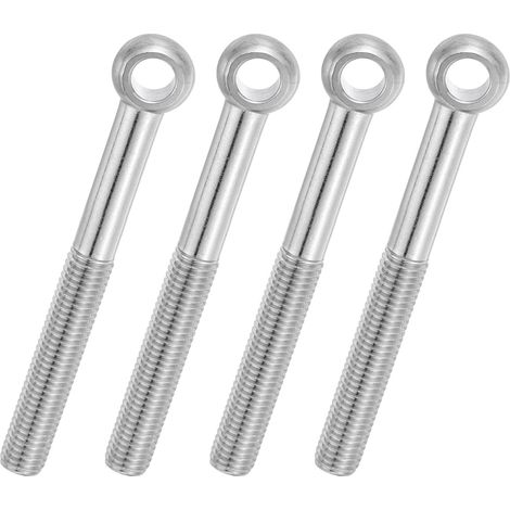 4 Pcs Boulon à Œil M12x110mm Boulon à Œillet de Levage pour Balancement d'Épaule, Vis Poisson en Acier Inoxydable 304, Filetage Métrique à Demi-Denture Trou Coulissant, Argentée (1/5)