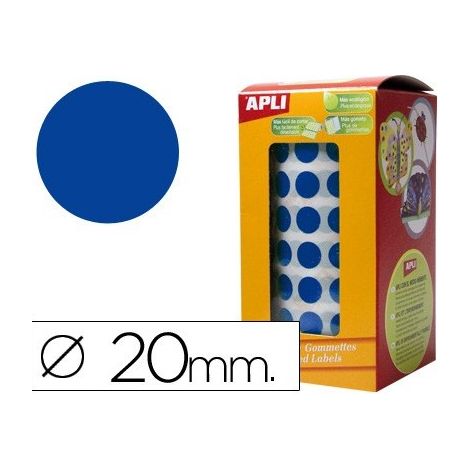 Pastille adhésive diamètre (sigle) 20 mm couleur Agipa - rouleau de 1770 - bleu