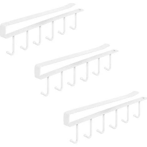 3 Pièces Porte-gobelets sous Armoires avec Vis Adhésives, 6 Crochets pour Mugs à Café, Support de Rangement pour Restaurant, Café, Bar, Cuisine (1/4)