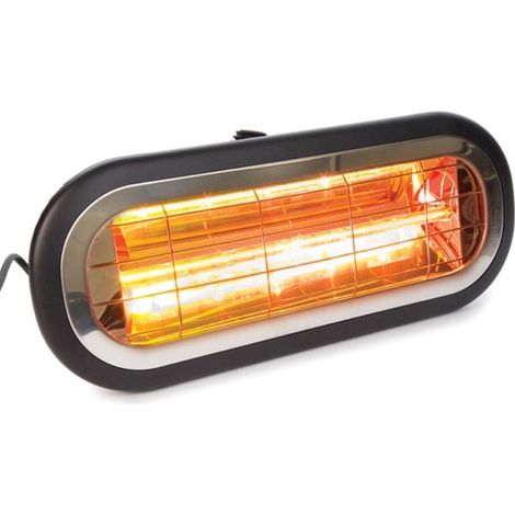 Perel Riscaldatore da terrazza 2000W low glare, IP65 impermeabile, montaggio a parete o soffitto con staffa, 45° orientabile riscaldatore esterno per terrazza balcone giardino veranda ombrellone, nero (1/4)