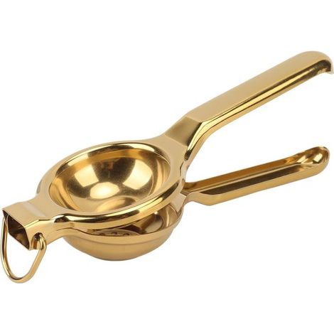 Jhubersproducts, Exprimidor de limón y lima, Exprimidor manual de cítricos, Prensa ergonómica de acero inoxidable, Dorado, Apto para cítricos (1/5)