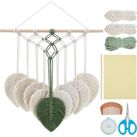 Kit de Suspension Murale en Macramé avec Feuilles Tapisserie Tissée à la Main Style Bohème pour la Chambre Ou le Salon Kit de Macramé avec Tutoriel Vidéo (1/5)