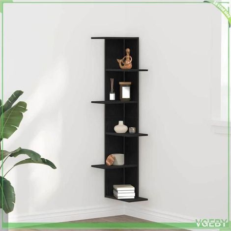 Étagère d'angle - Chêne noir - 36,5 x 36,5 x 140 cm - Bois d'ingénierie - Design contemporain (1/5)