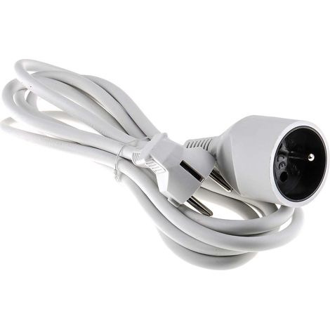Rallonge électrique 3m, 1 prise prises FR 2P+T, 230 V c.a. 16A ( Prix pour 1 )