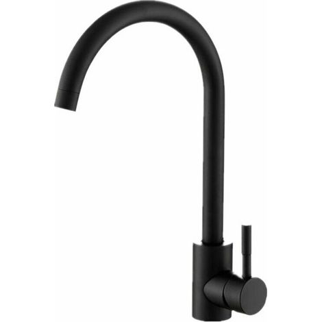 Robinet de Cusine 7-Forme Bec Haut Flexible Robinet Mitigeur Evier pour Cuisine en Acier Inox Finition Noire Robinetterie Monotrou à Eau Chaude et Froide, Noir .. Mitigeur de cuisine