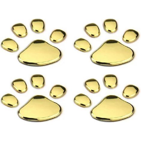 4/12 Stück 3D-Autoaufkleber mit Hundepfotenabdruck in Chrom, Autoemblem-Dekoration-4pcs Golden (1/5)