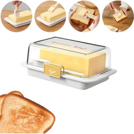Plat de beurre avec couvercle, adapté pour les comptoirs et les étagères de porte réfrigérateur, adapté pour la maison, camping (1/5)