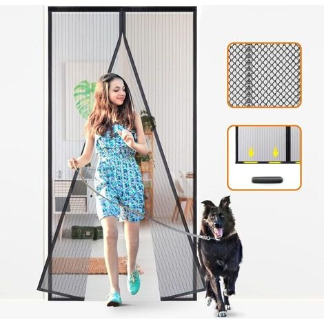 Moustiquaire Porte moustiquaire magnétique 100x210 cm auto-obturante, cloison en maille mains libres, résistante, laisse entrer la brise fraîche,convient aux animaux domestiques et aux enfants (1/4)