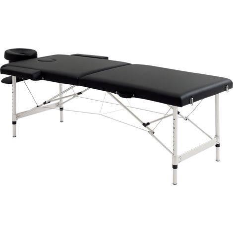 Table de massage - HOMCOM - pliante cosmétique portable charge 225 kg hauteur réglable - aluminium - noir