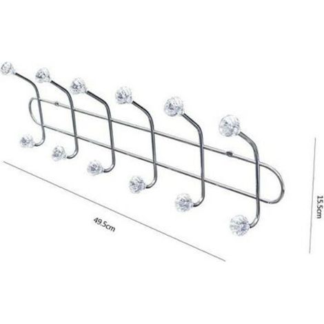 TrAdE Shop Traesio - Appendiabiti Attaccapanni Da Porta 12 Ganci Pomelli Crystal Gancio Dietro Porta -