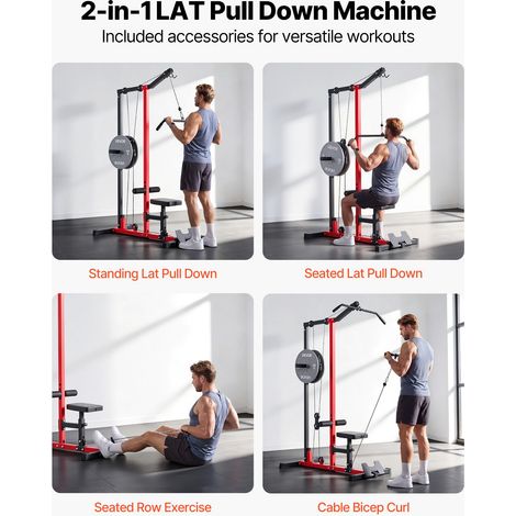 Station de Musculation 2 en 1, Machine à Tirage Vertical avec Poulie Haute, pour LAT Pectoraux Triceps Gym Domicile, Siège Réglable… (1/5)