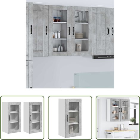 Küchenregal Beton Grau - Küchenschrank 2 pcs Beton Grau 40 x 31 x 80 cm Holzwerkstoff (1/5)