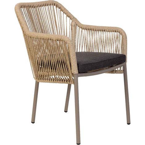 Silla de ratan sintético beige 56x66x80 (1/5)