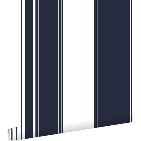 papier peint à rayures bleu marine - ESTAhome (1/5)