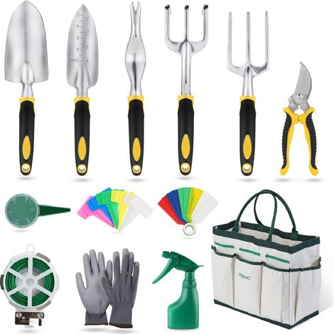 Outils de Jardinage 12 Pièces Outils de Jardin avec Sac de Rangement, Arrosoir, Gants de Jardinage (1/5)