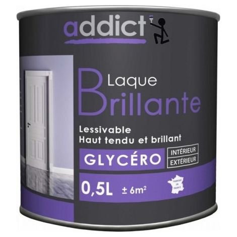 Peinture laque glycérophtalique brillante 0.5 L pour bois et métal – Finition décorative et protectrice – Résistance aux intempéries – Addict (1/3)