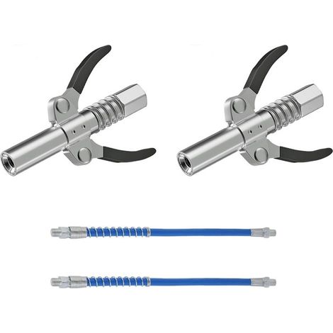 Embout Pompe a Graisse avec Tuyau Flexible, Pompe a Graisse Pneumatique Electrique Manuelle,Coupler G pour Pompe Graisseur Convient pour Tous Types de Presses Graisse (Double poigne)(2pcs)