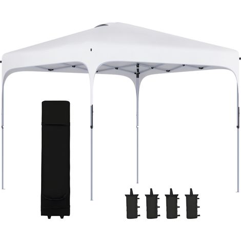 Beyamis Gartenpavillon 2,5 x 2,5 x 2,7 m mit verstellbarer Höhe, UV-beständig, wasserdicht, 4 Sandsäcke und weiße Tragetasche