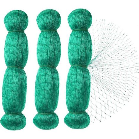 Rete per uccelli, 3 pezzi 2 10m Verde Rete da giardino per uccelli per la protezione di piante, protegge piante, frutta, fiori e verdura, maglia 15mm -Crezuo
