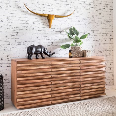 Buffet 2 portes 3 tiroirs 160x43x75 cm en acacia massif (1/5)