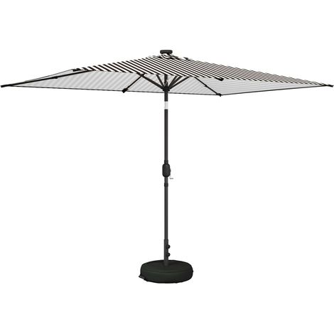 Garden Parasol with LED Lights and Base 200 x 300 cm Polyester vidaXL