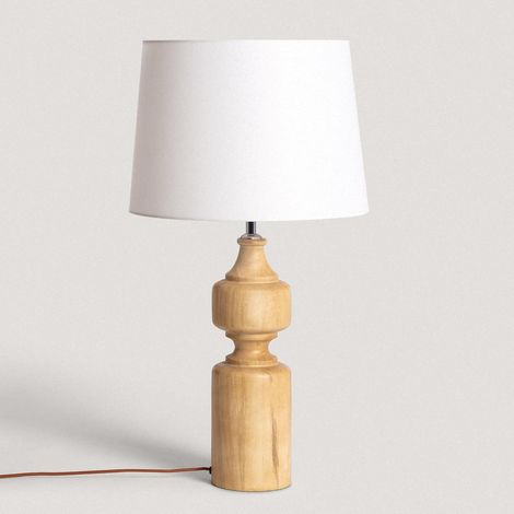 Lámpara de Mesa Madera Sansa ILUZZIA Blanco Viejo