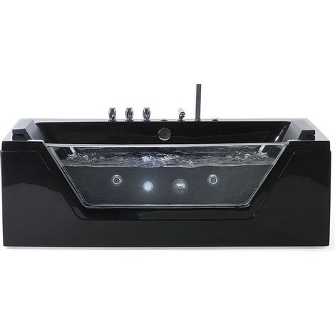 Baignoire Balnéo 170 cm en Acrylique Sanitaire Noir à LED Sous-Marines Samana
