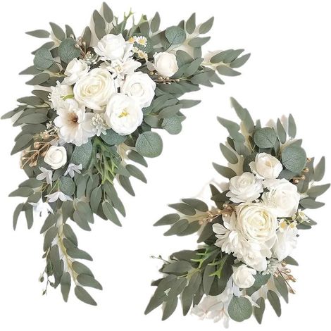 Kit de fleurs artificielles pour arche de mariage (un ensemble) Convient pour la décoration de la cérémonie et de la réception de mariage (blanc)