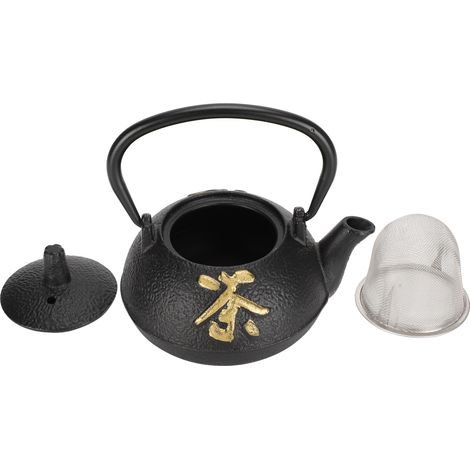 Cette théière en fer non revêtu, munie d'un filtre, a une capacité de 0,3 litre et convient parfaitement à un coin thé à la maison. Elle peut être utilisée pour infuser le thé ou pour une dégustation (1/5)