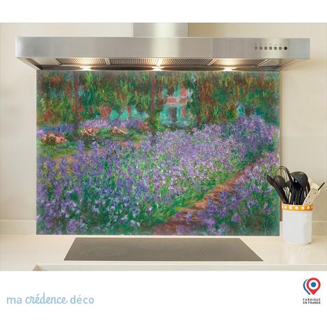 Fond de hotte : Claude Monet, Le jardin de l'artiste à Giverny - Verre trempé - 90 cm - 60 cm (1/5)