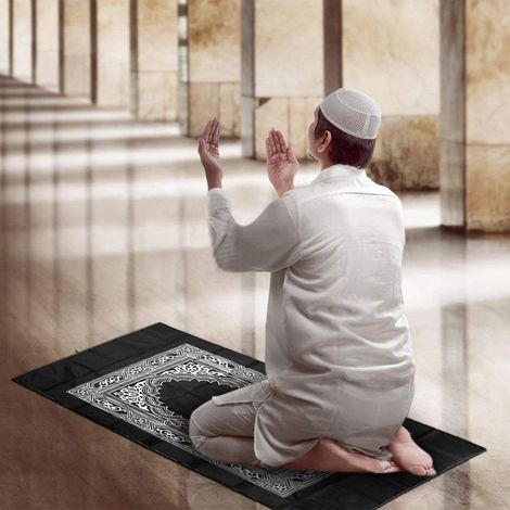 Tragbarer muslimischer Gebetsteppich für Eid Mubarak, Reisegebetsteppich mit Kompass, muslimischer Gebetsteppich mit Kompass (1/5)