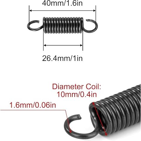 Ressort de Traction 40mm Ressorts de Tension avec Crochets à 90 Degrés Ressorts en Fil de Diamètre du Fil 1,6mm Diamètre Extérieur 10mm Force 7,9kg (1/4)