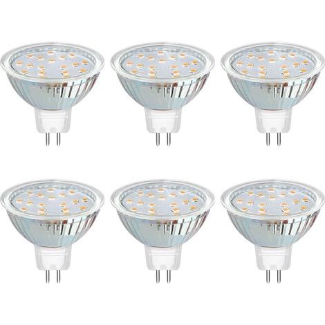 Ampoule GU5.3 LED 12V 3W Blanc Chaud 3000K 300LM, Ø50mm MR16, 120 Degrés, Équivalent GU5.3 20W Halogen, AC/DC 12V Spot LED GU5.3 pour Cuisine Armoire, Non-dimmable, lot de 6 [Classe énergétique F] (1/5)