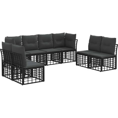 Set di divani da esterno Nero Poliestere vidaXL