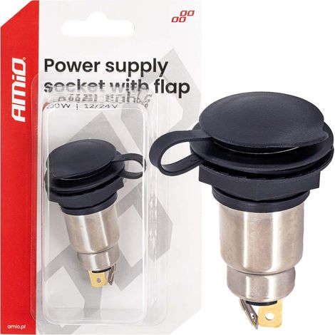 Presa di corrente aggiuntiva con sportellino, a vite, 250W, 12V, 24V, amio-04462 (1/5)