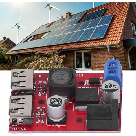 Contrôleur de régulateur de tension solaire DC6V-30V vers 5V, carte de circuit imprimé USB abaisseuse de tension solaire (1/5)
