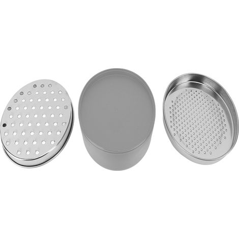 Râpe à fromage double face, boîtier en acier inoxydable, râpe portable avec récipient de rangement pour gingembre et radis, couleur grise. (1/5)