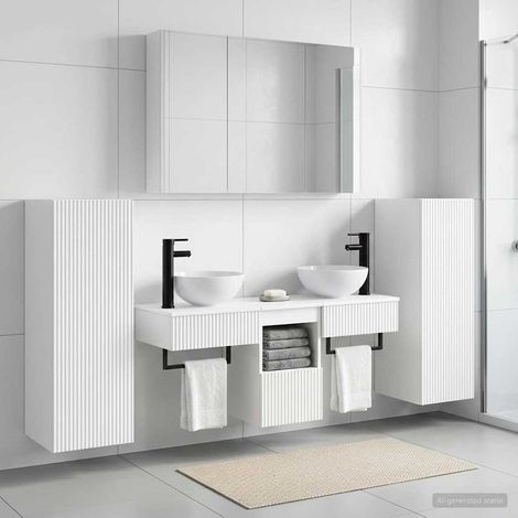 Ensemble de mobilier de salle de bain 6 pcs Blanc vidaXL (1/5)