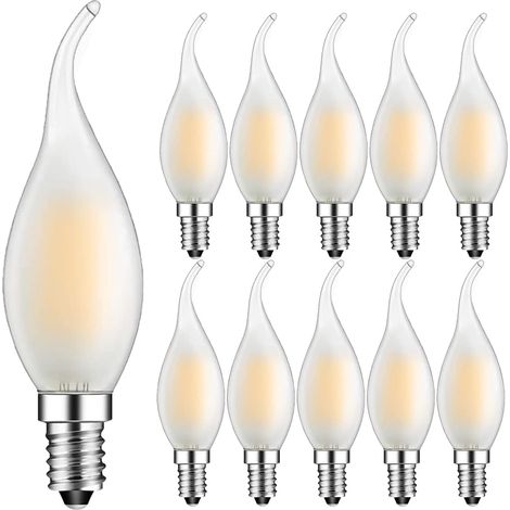 Lot de 10 LED Ampoule Bougie à Filament 4W Blanc Chaud 2700K 300LM C35 Ampoule Edison Rétro Non réglable (1/5)