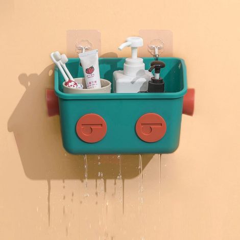 Support mural robot 3 étages pour rangement jouets de bain, panier suspendu avec crochets, organiseur colorful pour salle de bain, idéal shampooing et accessoires enfants (1/5)
