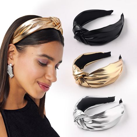 Bandeau pour cheveux femme - Bandeau turban large noué - Accessoire de coiffure tendance et mignon (1/5)